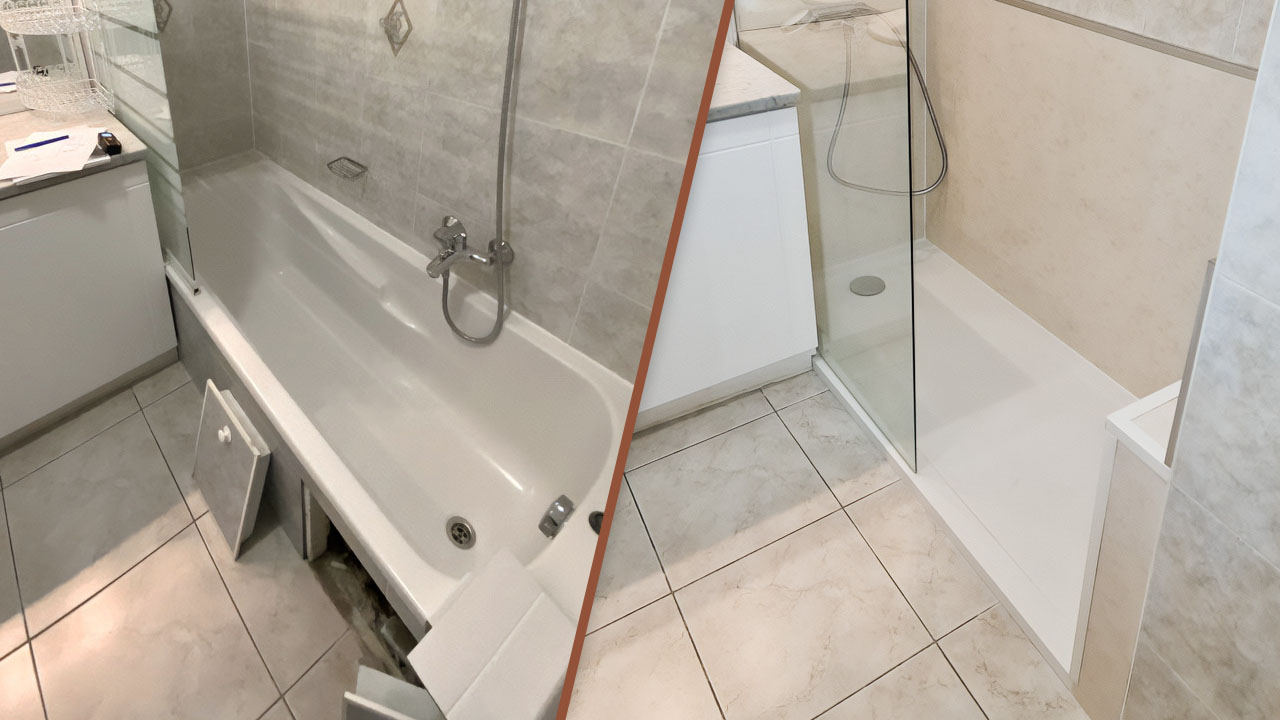 Installation douche senior Avant/Après